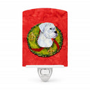 White Boxer Cristmas Wreath Ceramic Night Light Compact, UL-Certified, Ideal for Bedroom, Bathroom, Nursery, Hallway, Kitchen, 6x4x3, Multicolor