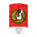 Springer Spaniel Cristmas Wreath Ceramic Night Light Compact, UL-Certified, Ideal for Bedroom, Bathroom, Nursery, Hallway, Kitchen, 6x4x3, Multicolor