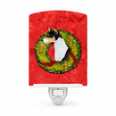 Basenji Cristmas Wreath Ceramic Night Light Compact, UL-Certified, Ideal for Bedroom, Bathroom, Nursery, Hallway, Kitchen, 6x4x3, Multicolor
