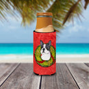 Boston Terrier Cristmas Wreath Slim Can Hugger – Fun & Functional Drink Coolers SS4203MUK