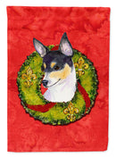 Fox Terrier Cristmas Wreath House Flag 28x40 Porch Sleeve Pole Decorative Outside Yard Banner Artwork Wall Hanging, Polyester