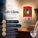 Fox Terrier Cristmas Wreath Ceramic Night Light Compact, UL-Certified, Ideal for Bedroom, Bathroom, Nursery, Hallway, Kitchen, 6x4x3, Multicolor