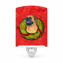Bullmastiff Cristmas Wreath Ceramic Night Light Compact, UL-Certified, Ideal for Bedroom, Bathroom, Nursery, Hallway, Kitchen, 6x4x3, Multicolor