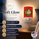 Cocker Spaniel Cristmas Wreath Ceramic Night Light Compact, UL-Certified, Ideal for Bedroom, Bathroom, Nursery, Hallway, Kitchen, 6x4x3, Multicolor