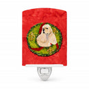 Cocker Spaniel Cristmas Wreath Ceramic Night Light Compact, UL-Certified, Ideal for Bedroom, Bathroom, Nursery, Hallway, Kitchen, 6x4x3, Multicolor