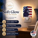 USA American Flag with Cocker Spaniel Ceramic Night Light Compact, UL-Certified, Ideal for Bedroom, Bathroom, Nursery, Hallway, Kitchen, 6x4x3, Multicolor