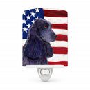 USA American Flag with Cocker Spaniel Ceramic Night Light Compact, UL-Certified, Ideal for Bedroom, Bathroom, Nursery, Hallway, Kitchen, 6x4x3, Multicolor
