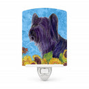 Skye Terrier in Summer Flowers Ceramic Night Light Compact, UL-Certified, Ideal for Bedroom, Bathroom, Nursery, Hallway, Kitchen, 6x4x3, Multicolor