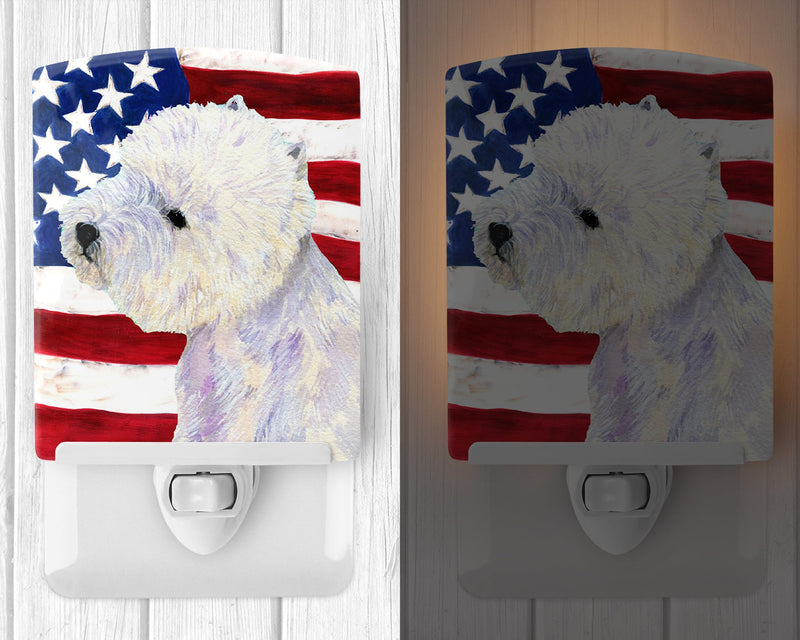 USA American Flag with Westie Ceramic Night Light SS4249CNL