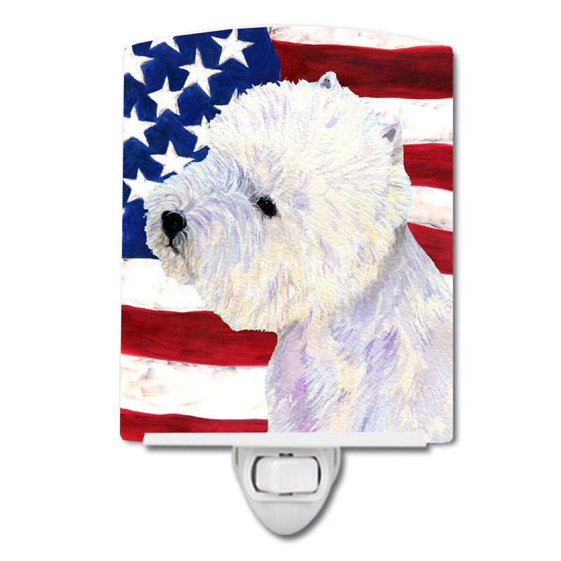 USA American Flag with Westie Ceramic Night Light SS4249CNL