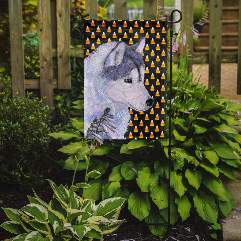 Siberian Husky Candy Corn Halloween Portrait Flag Garden Size