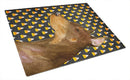Doberman Candy Corn Halloween Portrait Cutting Board Tempered Glass Kitchen Cutting Surface, Heat Resistant Chopping, Non-Slip Feet, Food Prep & Serving