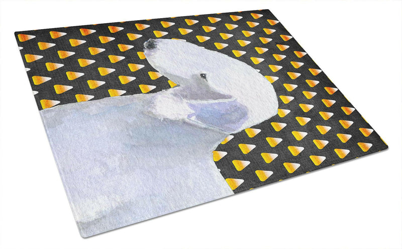 Bedlington Terrier Candy Corn Halloween Portrait Glass Cutting Board Large