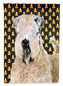 Wheaten Terrier Soft Coated Candy Corn Halloween Portrait House Flag 28x40 Porch Sleeve Pole Decorative Outside Yard Banner Artwork Wall Hanging, Polyester