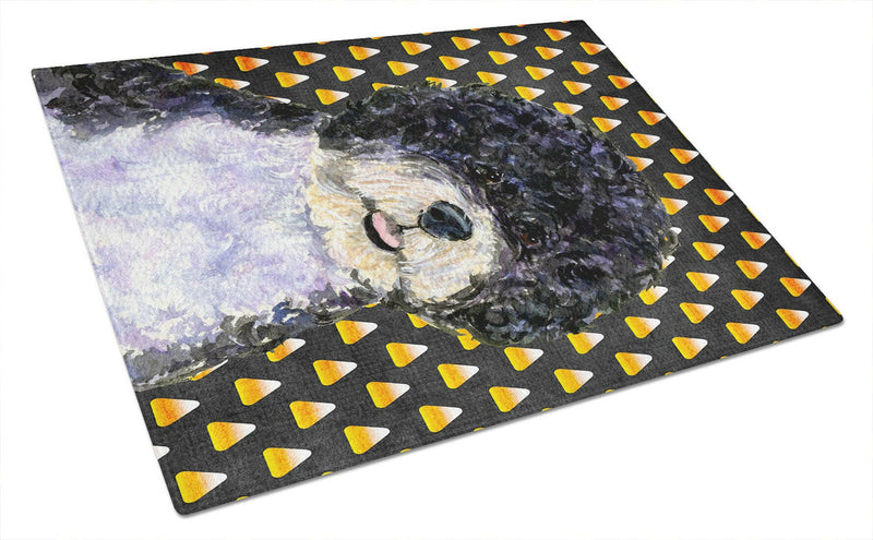 Portuguese Water Dog Candy Corn Halloween Portrait Glass Cutting Board Large