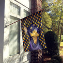 Doberman Candy Corn Halloween Portrait House Flag 28x40 Porch Sleeve Pole Decorative Outside Yard Banner Artwork Wall Hanging, Polyester