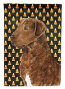 Chesapeake Bay Retriever Wheaten Candy Corn Halloween Portrait House Flag 28x40 Porch Sleeve Pole Decorative Outside Yard Banner Artwork Wall Hanging, Polyester