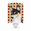 Chihuahua Fall Leaves Portrait Ceramic Night Light Compact, UL-Certified, Ideal for Bedroom, Bathroom, Nursery, Hallway, Kitchen, 6x4x3, Multicolor