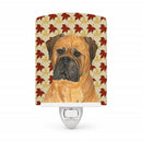 Bullmastiff Fall Leaves Portrait Ceramic Night Light Compact, UL-Certified, Ideal for Bedroom, Bathroom, Nursery, Hallway, Kitchen, 6x4x3, Multicolor