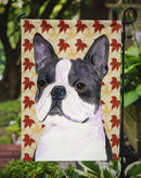 Boston Terrier Fall Leaves Portrait Garden Flag – Decorative Outdoor Yard Flag