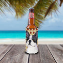Boston Terrier Fall Leaves Portrait Slim Can Hugger – Fun & Functional Drink Coolers SS4340MUK