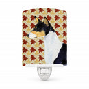 Basenji Fall Leaves Portrait Ceramic Night Light Compact, UL-Certified, Ideal for Bedroom, Bathroom, Nursery, Hallway, Kitchen, 6x4x3, Multicolor