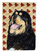 Tibetan Mastiff Fall Leaves Portrait House Flag 28x40 Porch Sleeve Pole Decorative Outside Yard Banner Artwork Wall Hanging, Polyester