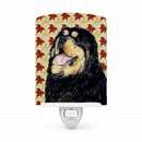 Tibetan Mastiff Fall Leaves Portrait Ceramic Night Light Compact, UL-Certified, Ideal for Bedroom, Bathroom, Nursery, Hallway, Kitchen, 6x4x3, Multicolor