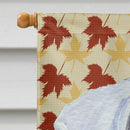 Boxer White Fall Leaves Portrait House Flag 28x40 Porch Sleeve Pole Decorative Outside Yard Banner Artwork Wall Hanging, Polyester