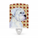 Boxer White Fall Leaves Portrait Ceramic Night Light Compact, UL-Certified, Ideal for Bedroom, Bathroom, Nursery, Hallway, Kitchen, 6x4x3, Multicolor