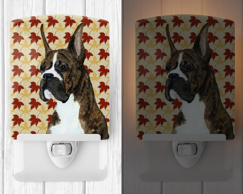 Boxer Brindle Fall Leaves Portrait Ceramic Night Light SS4348CNL