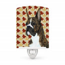 Boxer Brindle Fall Leaves Portrait Ceramic Night Light Compact, UL-Certified, Ideal for Bedroom, Bathroom, Nursery, Hallway, Kitchen, 6x4x3, Multicolor
