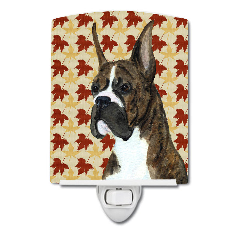 Boxer Brindle Fall Leaves Portrait Ceramic Night Light SS4348CNL