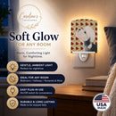 Dandie Dinmont Terrier Fall Leaves Portrait Ceramic Night Light Compact, UL-Certified, Ideal for Bedroom, Bathroom, Nursery, Hallway, Kitchen, 6x4x3, Multicolor
