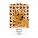 Norwich Terrier Fall Leaves Portrait Ceramic Night Light Compact, UL-Certified, Ideal for Bedroom, Bathroom, Nursery, Hallway, Kitchen, 6x4x3, Multicolor