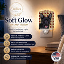 Australian Kelpie Fall Leaves Portrait Ceramic Night Light Compact, UL-Certified, Ideal for Bedroom, Bathroom, Nursery, Hallway, Kitchen, 6x4x3, Multicolor