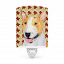 Bull Terrier Fall Leaves Portrait Ceramic Night Light Compact, UL-Certified, Ideal for Bedroom, Bathroom, Nursery, Hallway, Kitchen, 6x4x3, Multicolor