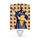 Doberman Fall Leaves Portrait Ceramic Night Light Compact, UL-Certified, Ideal for Bedroom, Bathroom, Nursery, Hallway, Kitchen, 6x4x3, Multicolor