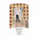 Wheaten Terrier Soft Coated Fall Leaves Portrait Ceramic Night Light Compact, UL-Certified, Ideal for Bedroom, Bathroom, Nursery, Hallway, Kitchen, 6x4x3, Multicolor