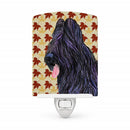 Briard Fall Leaves Portrait Ceramic Night Light Compact, UL-Certified, Ideal for Bedroom, Bathroom, Nursery, Hallway, Kitchen, 6x4x3, Multicolor