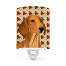 Dachshund Fall Leaves Portrait Ceramic Night Light Compact, UL-Certified, Ideal for Bedroom, Bathroom, Nursery, Hallway, Kitchen, 6x4x3, Multicolor