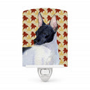 Rat Terrier Fall Leaves Portrait Ceramic Night Light Compact, UL-Certified, Ideal for Bedroom, Bathroom, Nursery, Hallway, Kitchen, 6x4x3, Multicolor