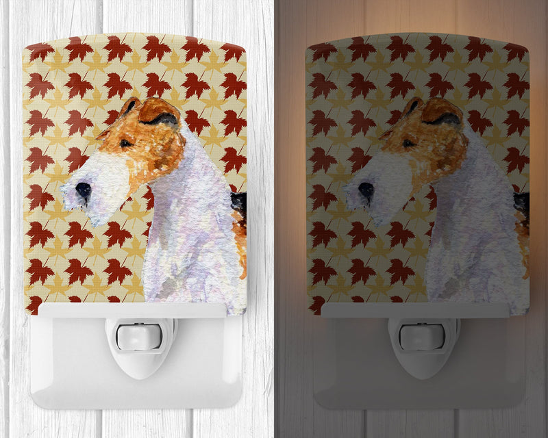 Fox Terrier Fall Leaves Portrait Ceramic Night Light SS4378CNL