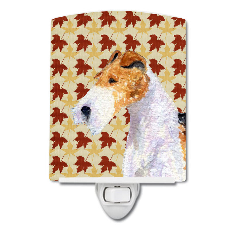 Fox Terrier Fall Leaves Portrait Ceramic Night Light SS4378CNL