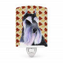 Schnauzer Fall Leaves Portrait Ceramic Night Light Compact, UL-Certified, Ideal for Bedroom, Bathroom, Nursery, Hallway, Kitchen, 6x4x3, Multicolor