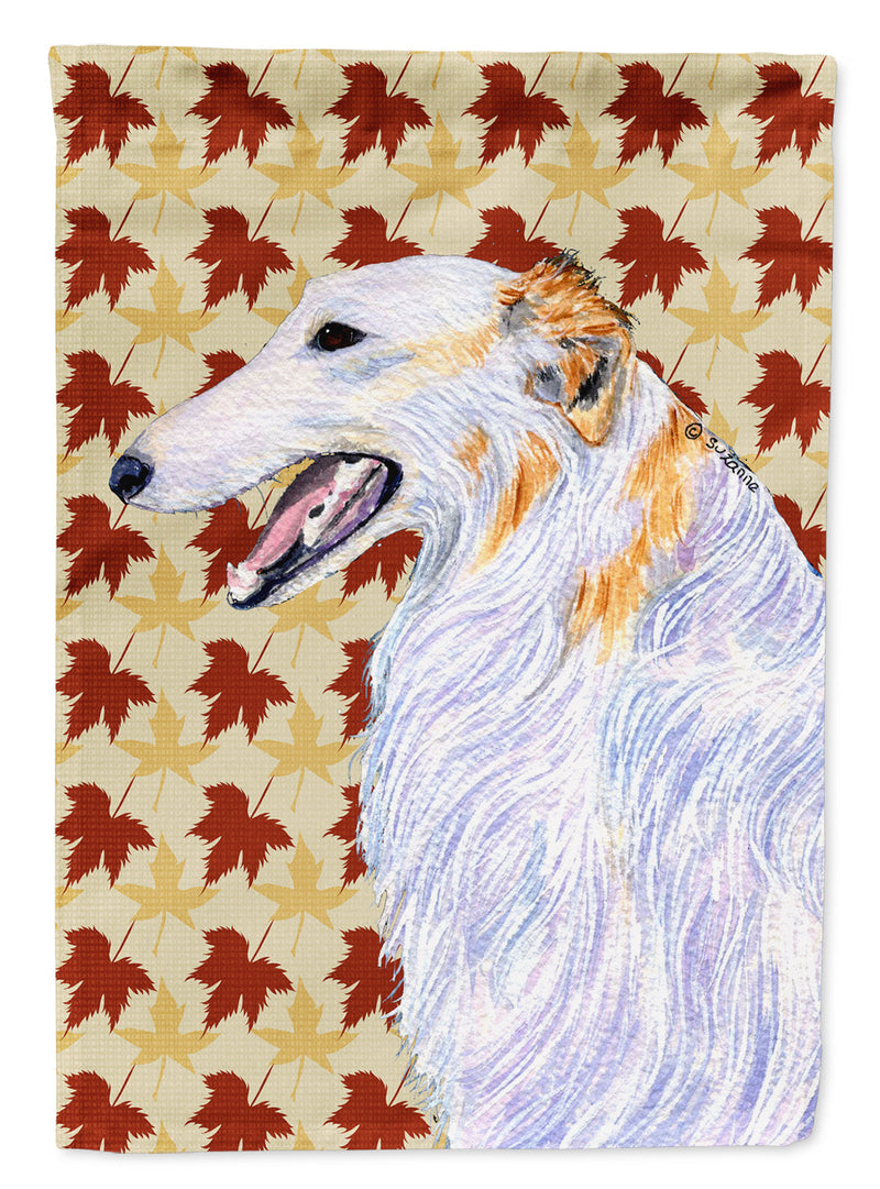 Borzoi Fall Leaves Portrait Flag Canvas House Size