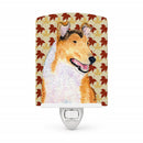Collie Smooth Fall Leaves Portrait Ceramic Night Light Compact, UL-Certified, Ideal for Bedroom, Bathroom, Nursery, Hallway, Kitchen, 6x4x3, Multicolor