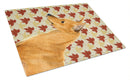 Min Pin Fall Leaves Portrait Cutting Board Tempered Glass Kitchen Cutting Surface, Heat Resistant Chopping, Non-Slip Feet, Food Prep & Serving