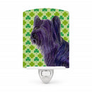 Skye Terrier St. Patrick's Day Shamrock Portrait Ceramic Night Light Compact, UL-Certified, Ideal for Bedroom, Bathroom, Nursery, Hallway, Kitchen, 6x4x3, Multicolor