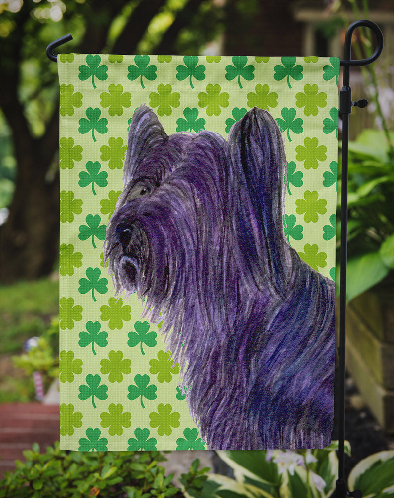 Skye Terrier St. Patrick's Day Shamrock Portrait Flag Garden Size